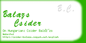 balazs csider business card